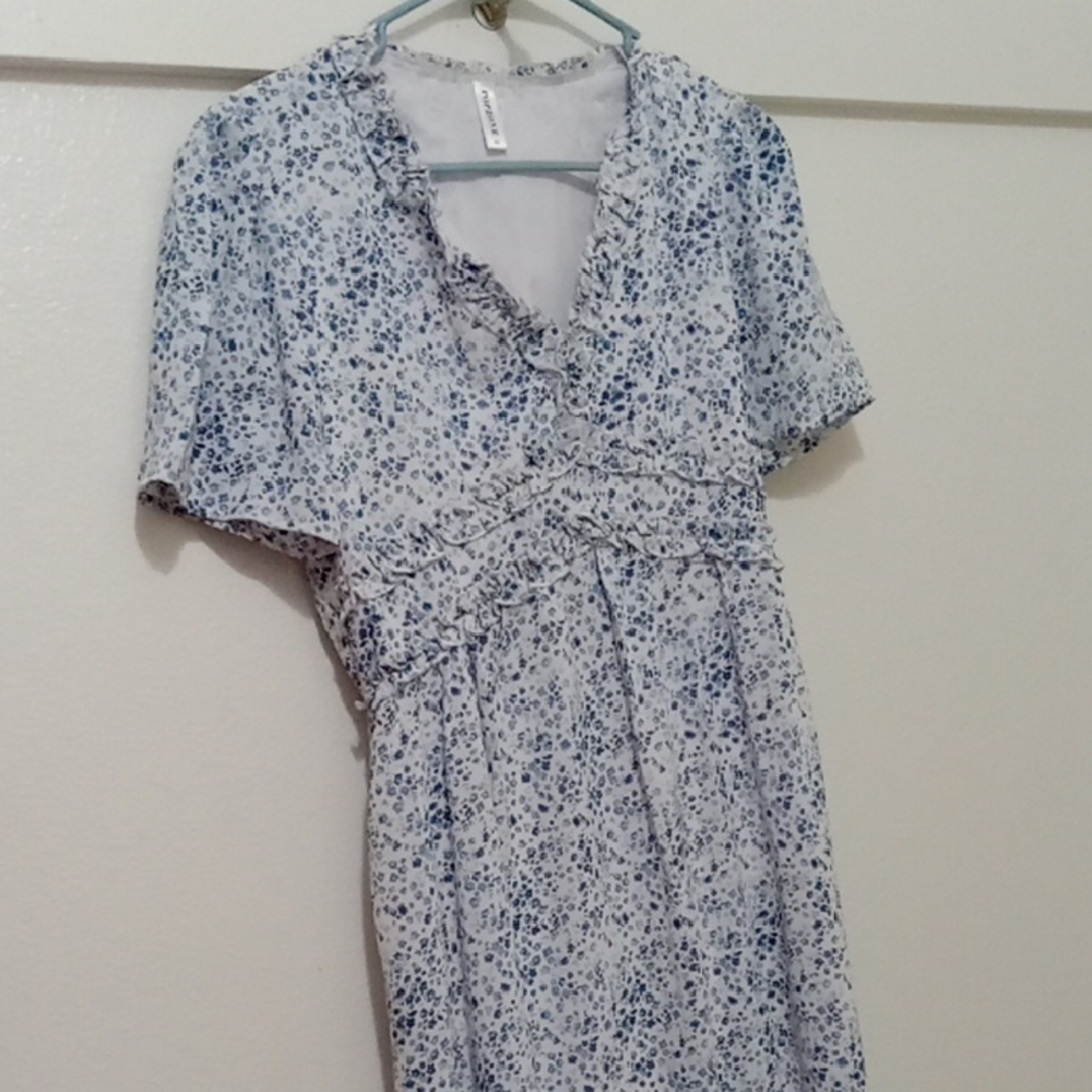 POPZONE Floral Blue and White Women's Dress